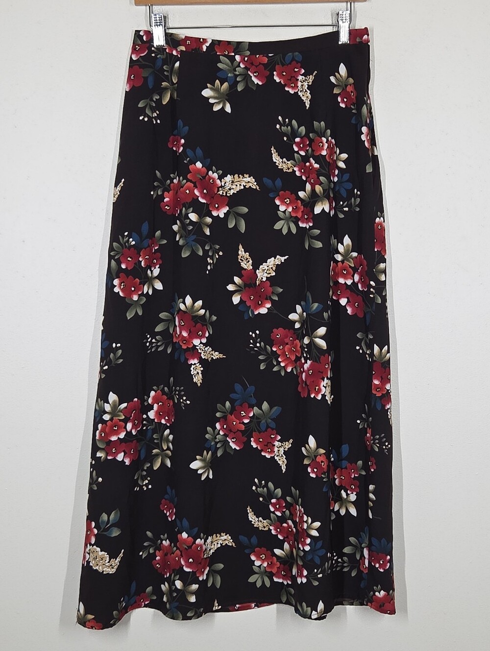 Vtg 90s Y2K Dark Floral Maxi Skirt Fairy Grunge Whimsigoth Forest Indie Festival